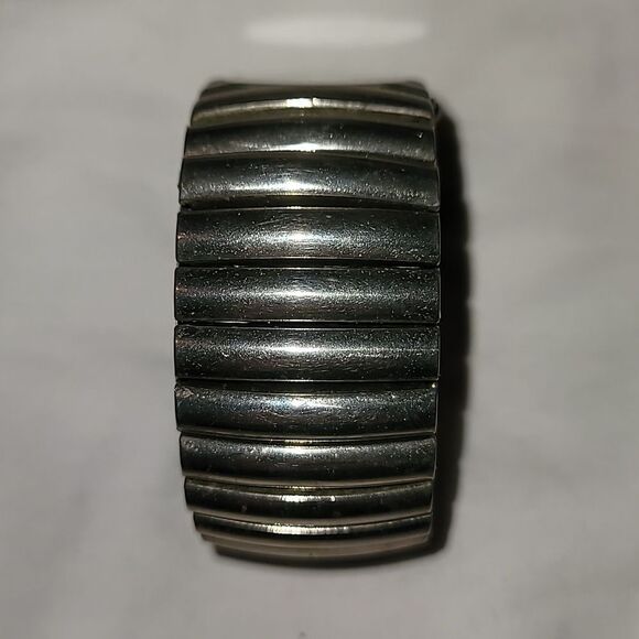 Lucida Industrial Thick Silver Metal Watch Expandable‎ Band White Abalone Face - Picture 5 of 10